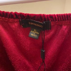 Crushed Red Velvet Off-Shoulder Mini Dress